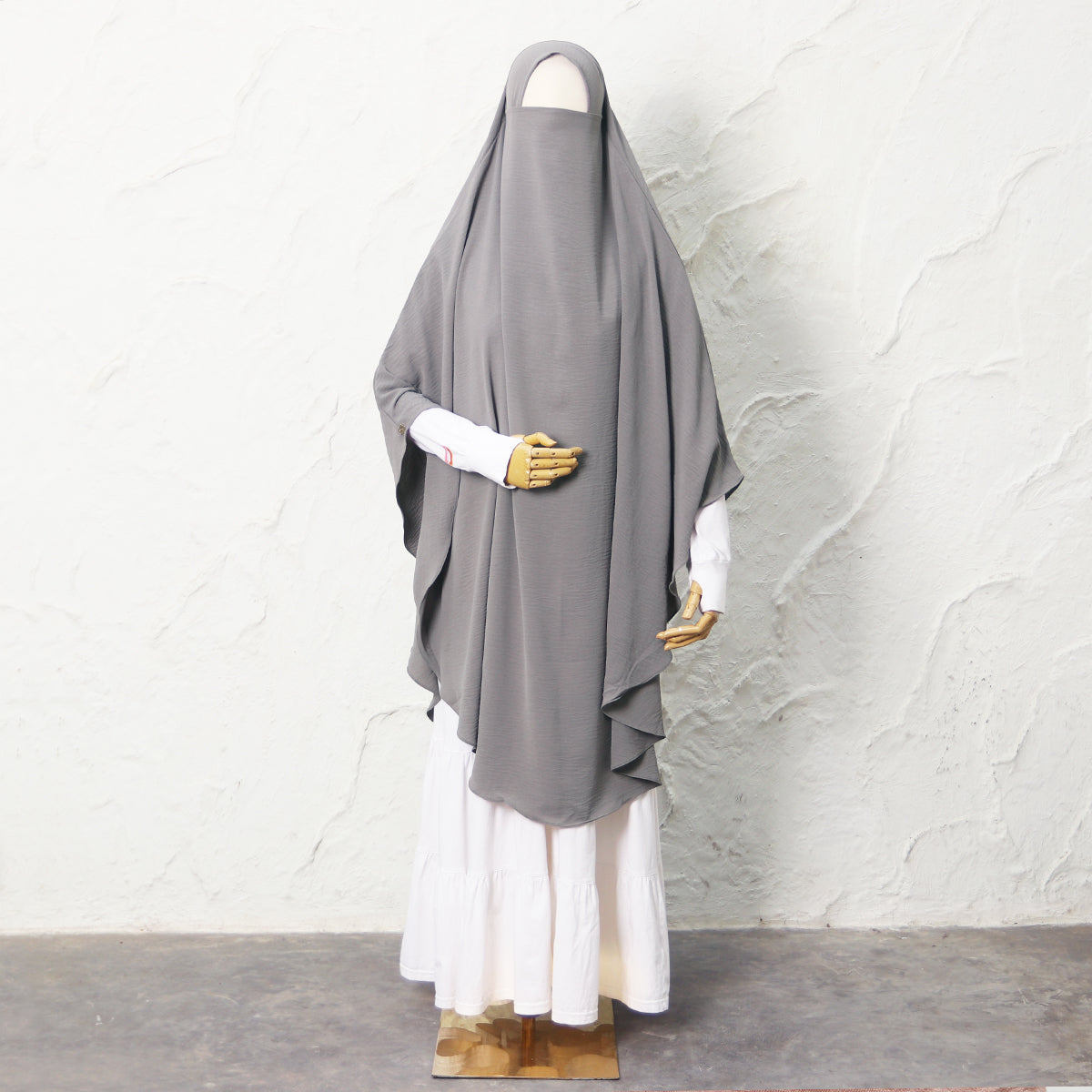 Jasmine French Khimar - Neutral Gray