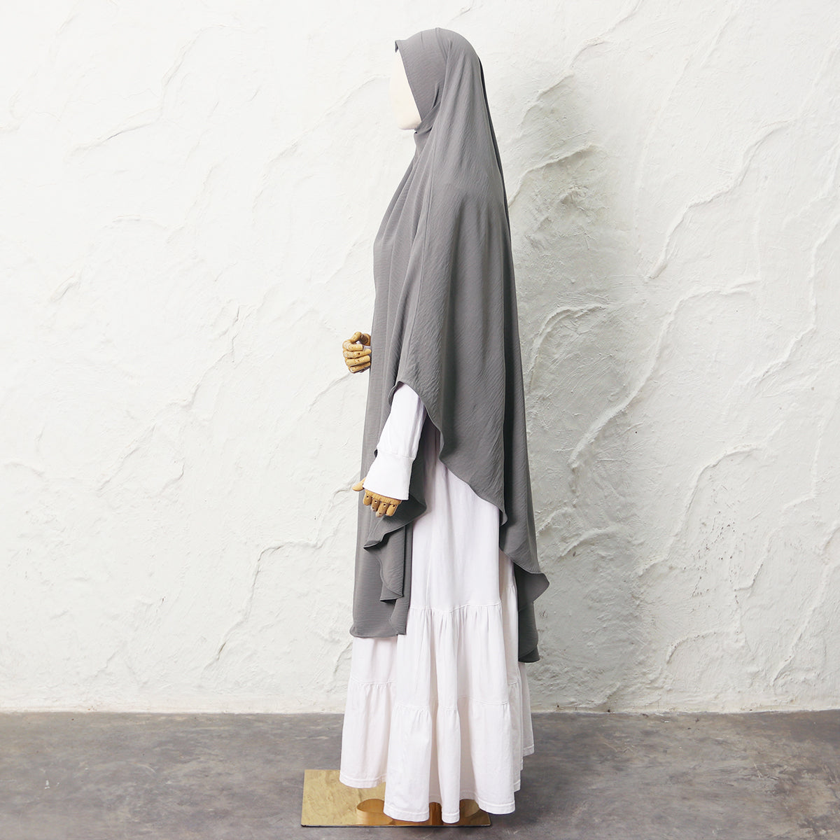Jasmine French Khimar - Neutral Gray