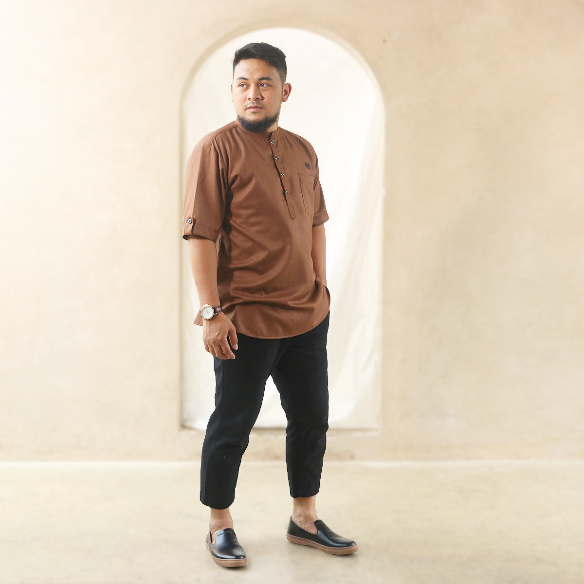 DEFECT Haafiz Kurta - Brown
