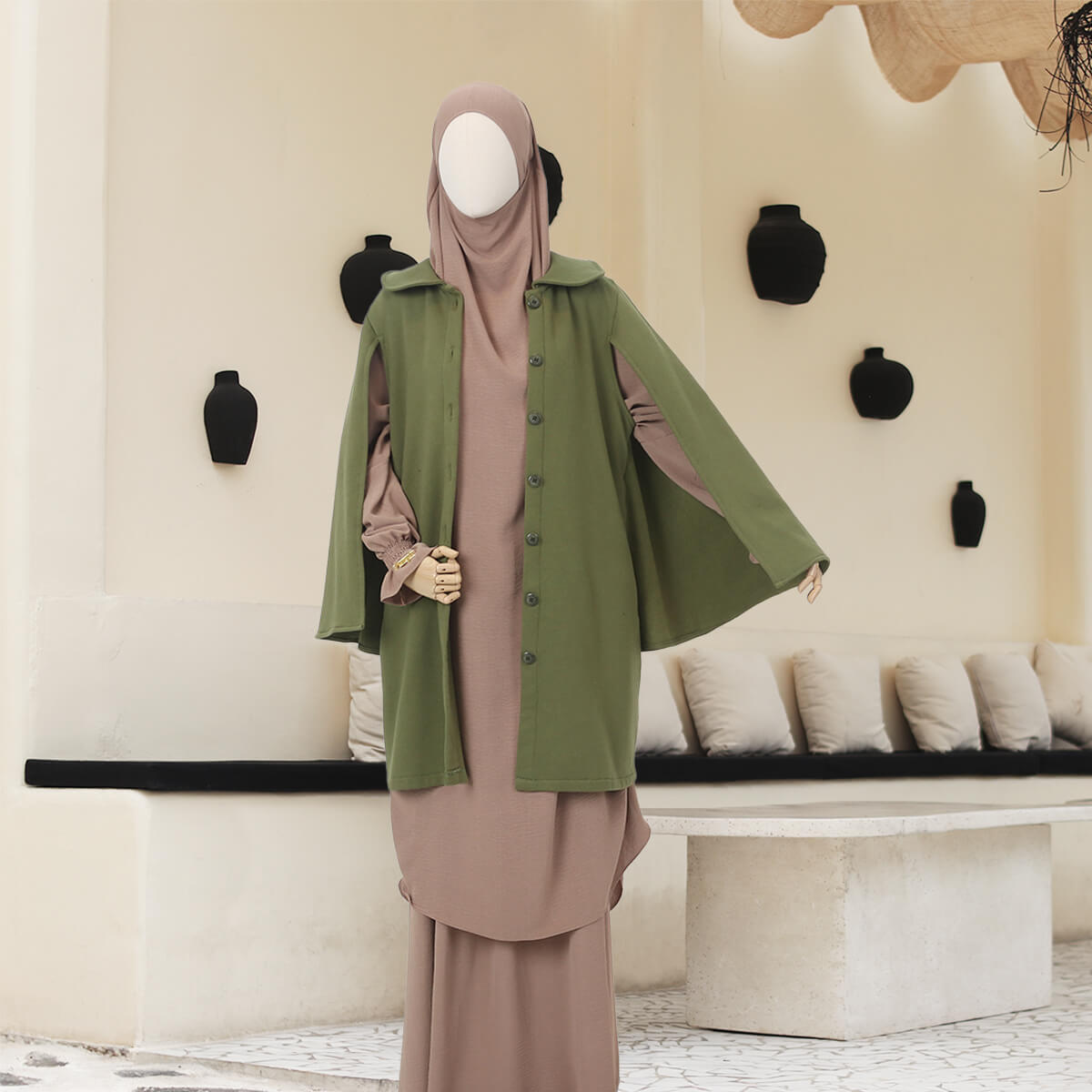 Zaida Cape - Olive