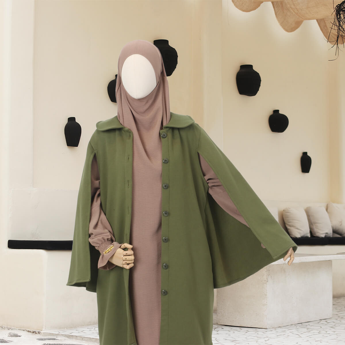 Zaida Cape - Olive
